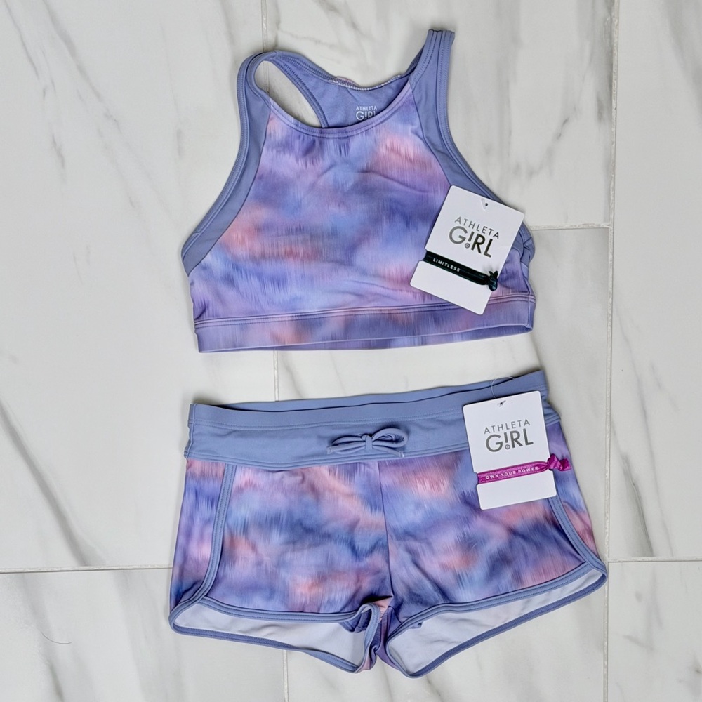 Athleta Girl Lavender Tie-Dye Swimsuit